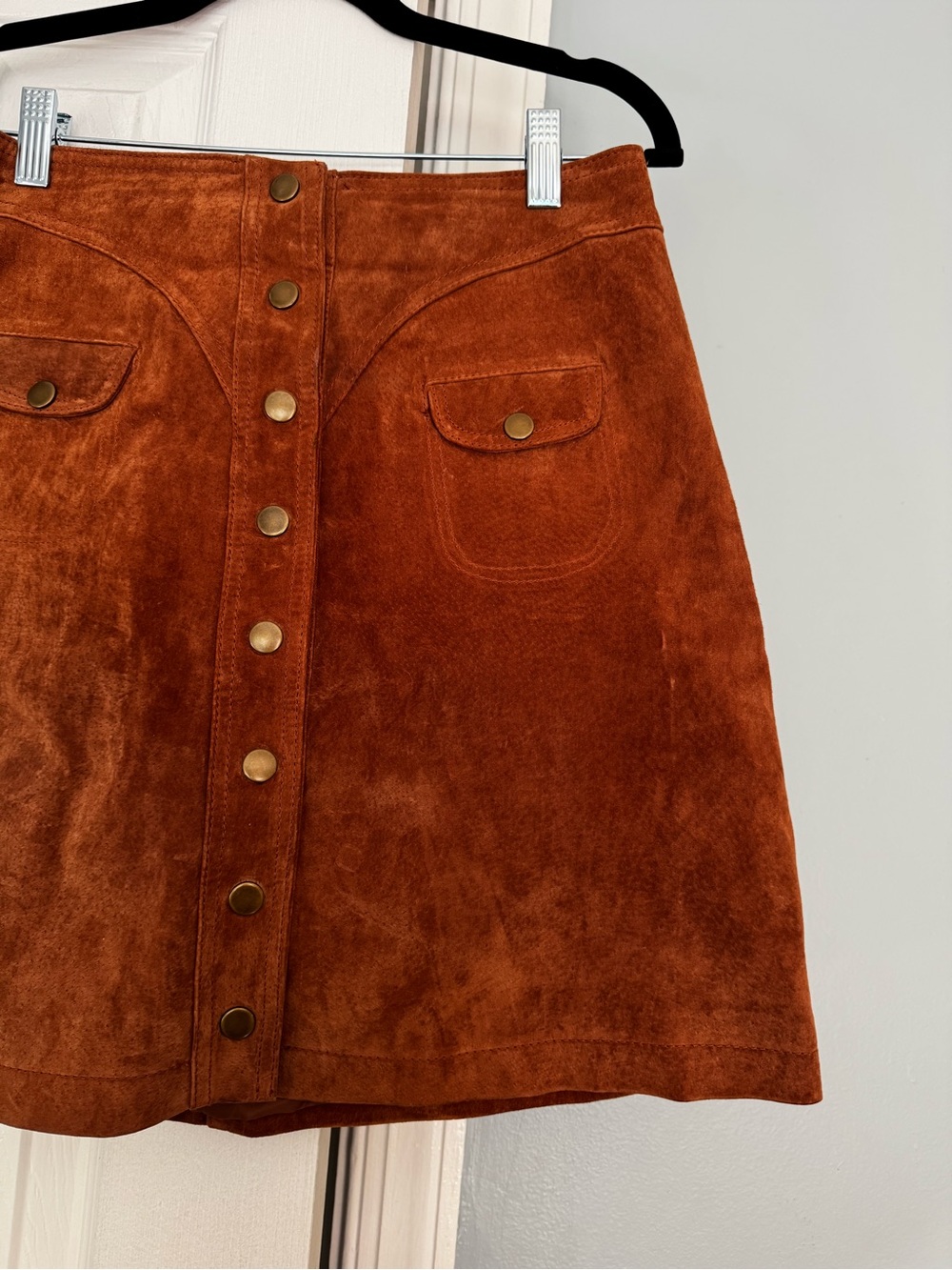 Anthropologie Suede Leather Rust
Brown Button Front Mini Skirt - Picture 6 of 8